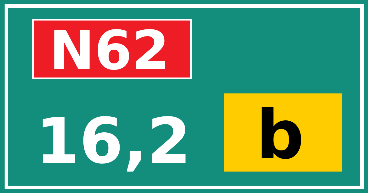 Hectometerbord N62 16,2 letter b