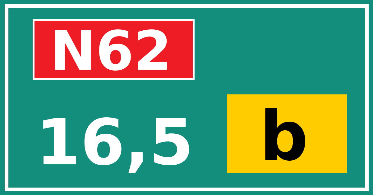 Hectometerbord N62 16,5 letter b