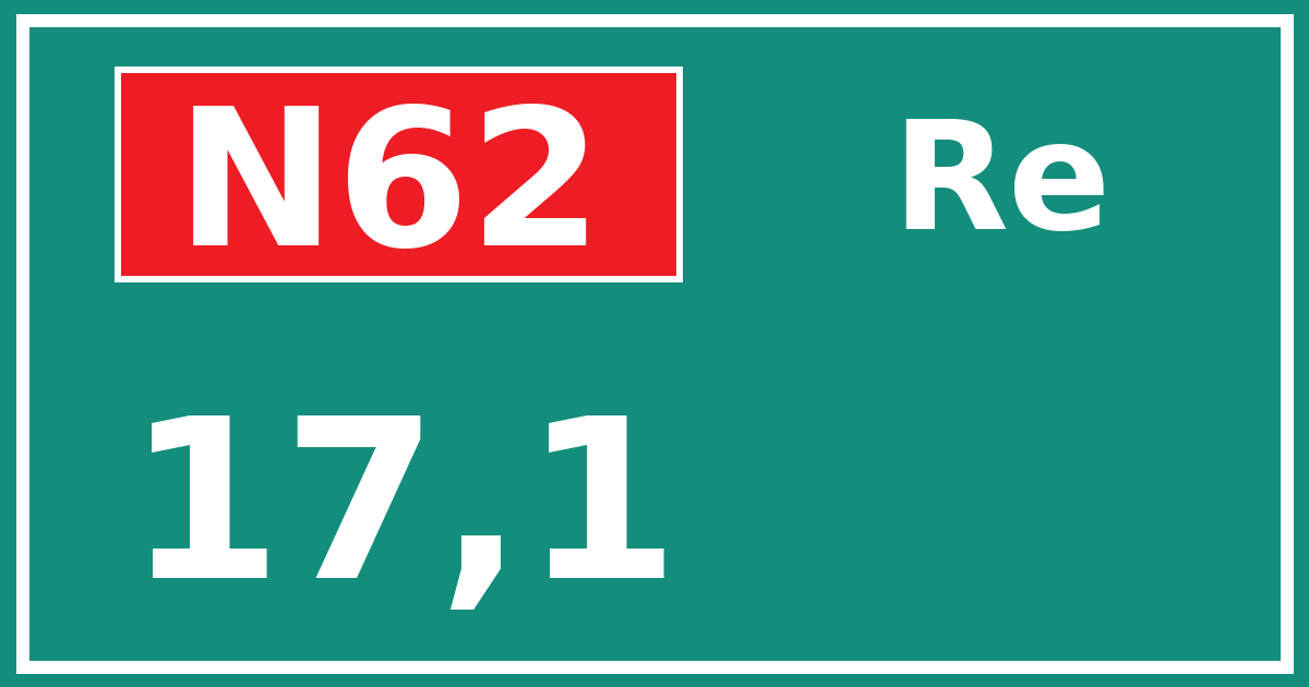 Hectometerbord N62 17,1 zijde Re