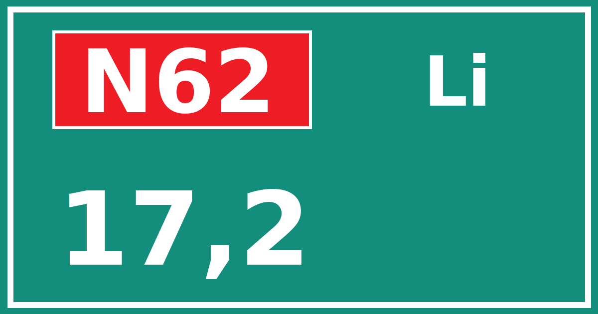 Hectometerbord N62 17,2 zijde Li