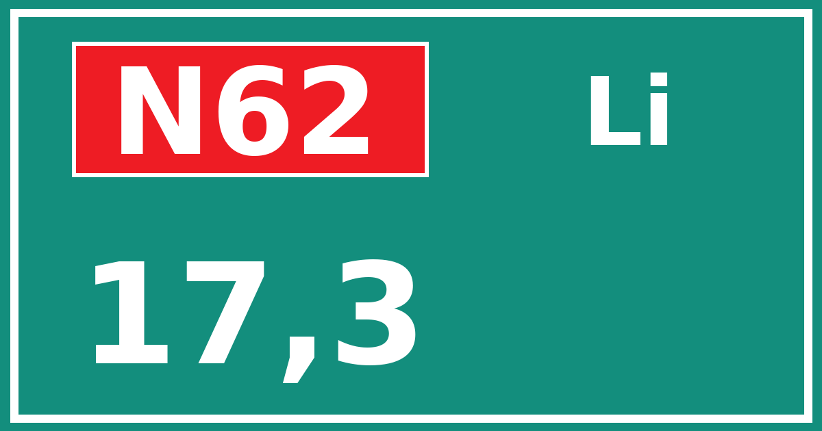 Hectometerbord N62 17,3 zijde Li