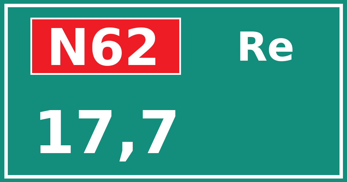 Hectometerbord N62 17,7 zijde Re