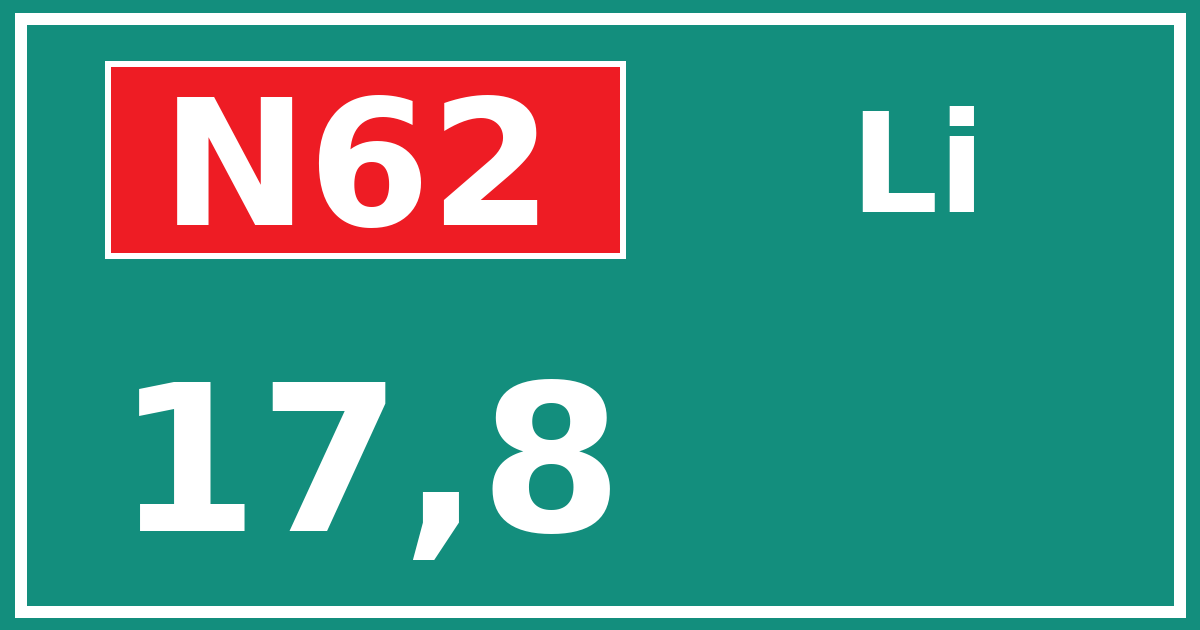 Hectometerbord N62 17,8 zijde Li