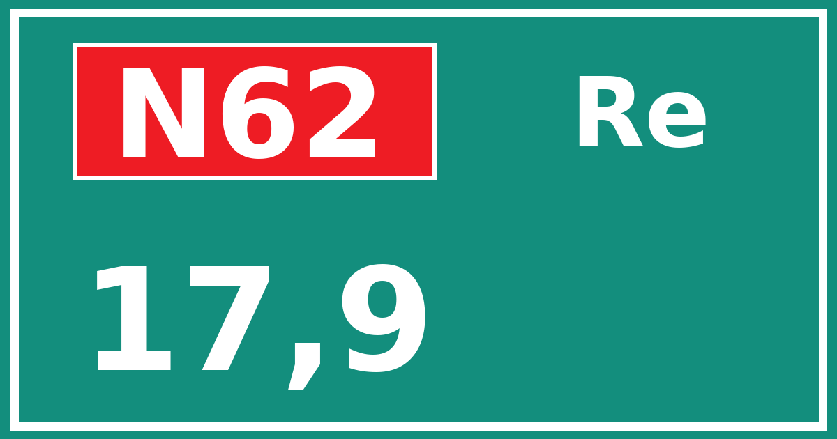 Hectometerbord N62 17,9 zijde Re