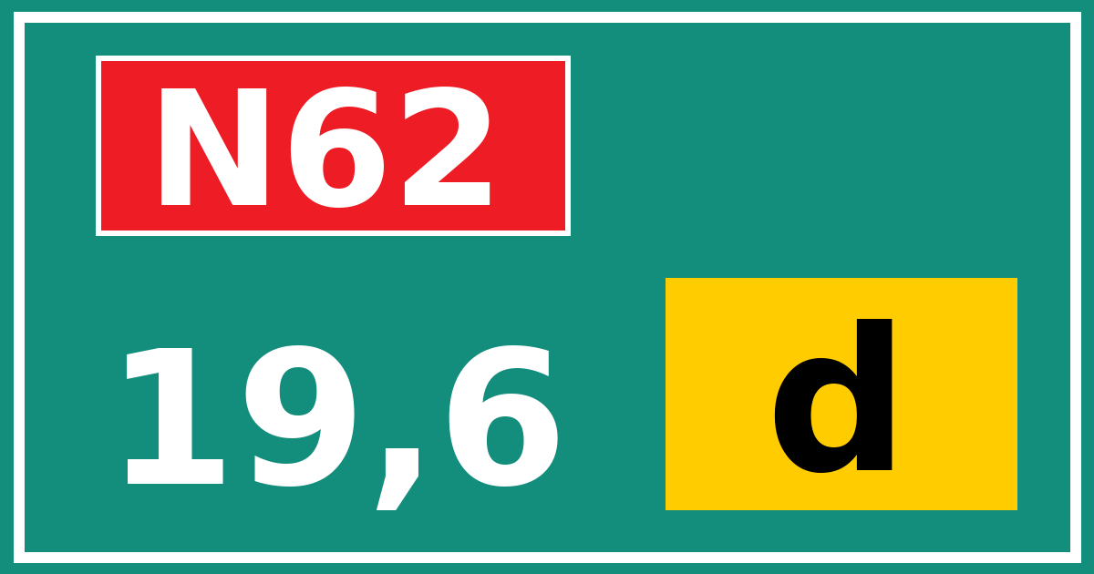 Hectometerbord N62 19,6 letter d