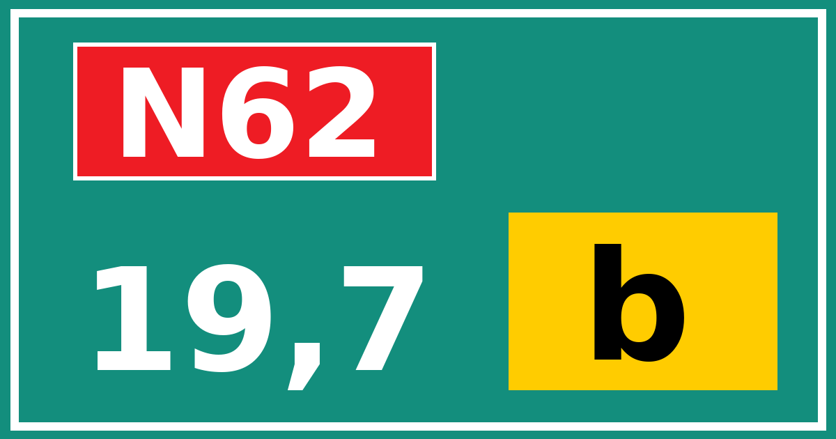 Hectometerbord N62 19,7 letter b