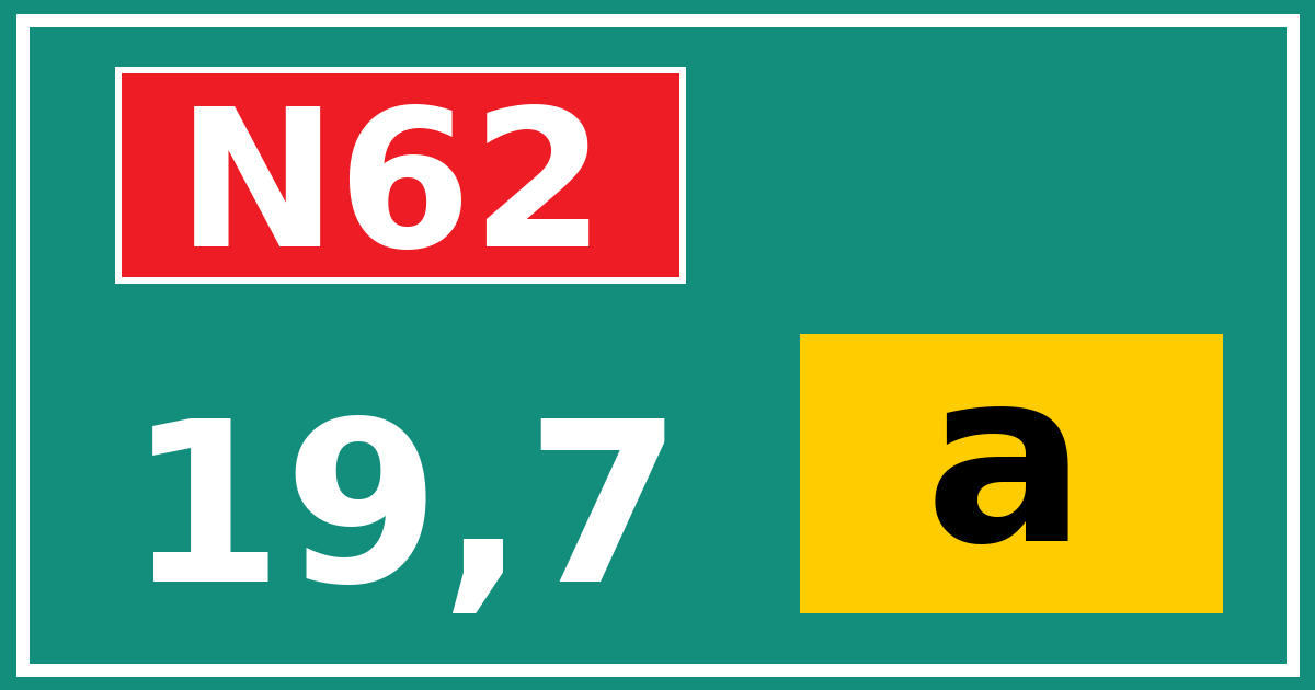 Hectometerbord N62 19,7 letter a