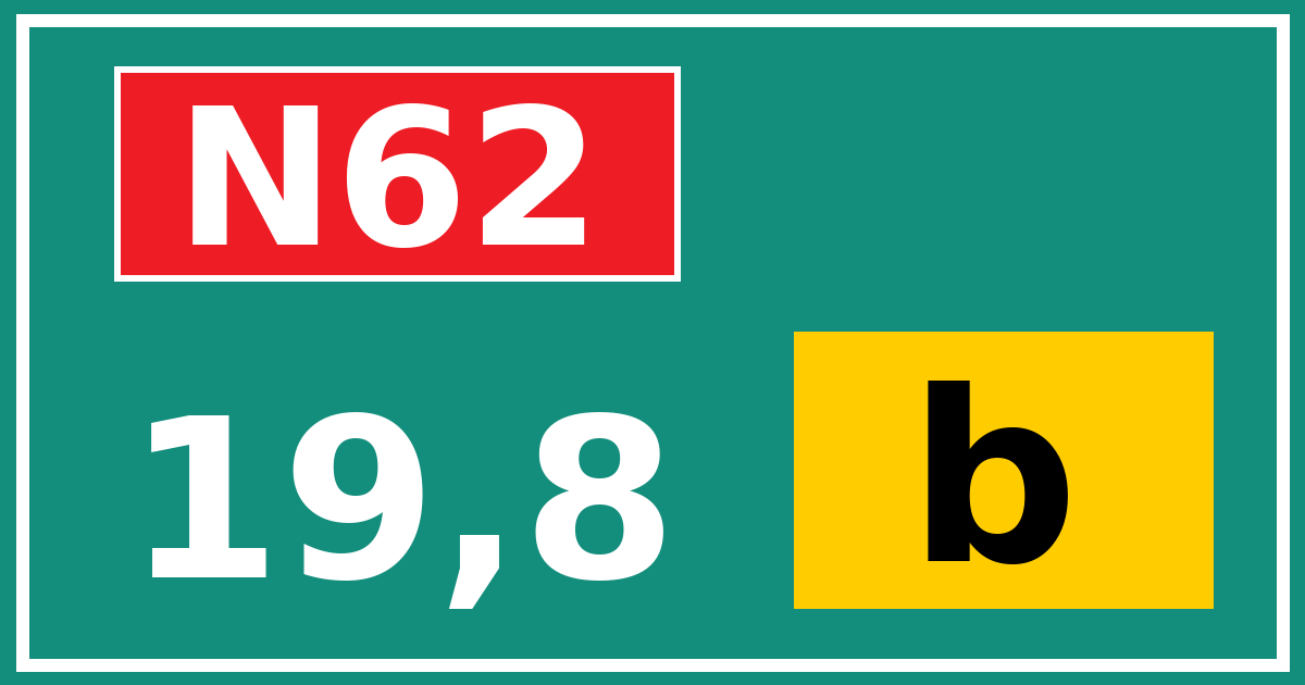 Hectometerbord N62 19,8 letter b