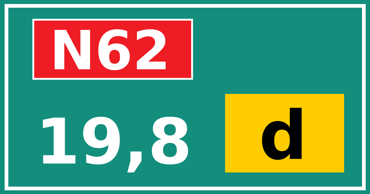 Hectometerbord N62 19,8 letter d