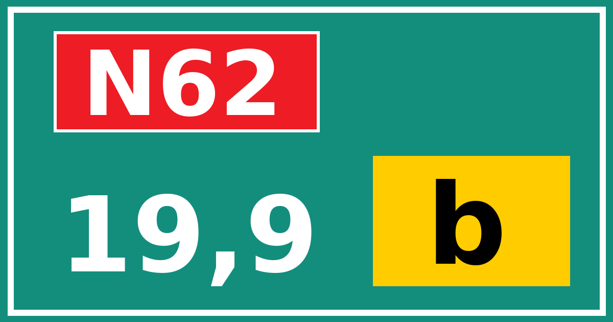 Hectometerbord N62 19,9 letter b