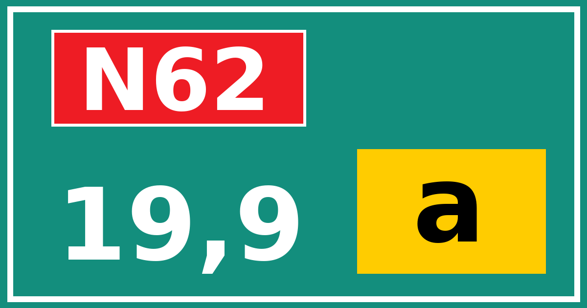 Hectometerbord N62 19,9 letter a