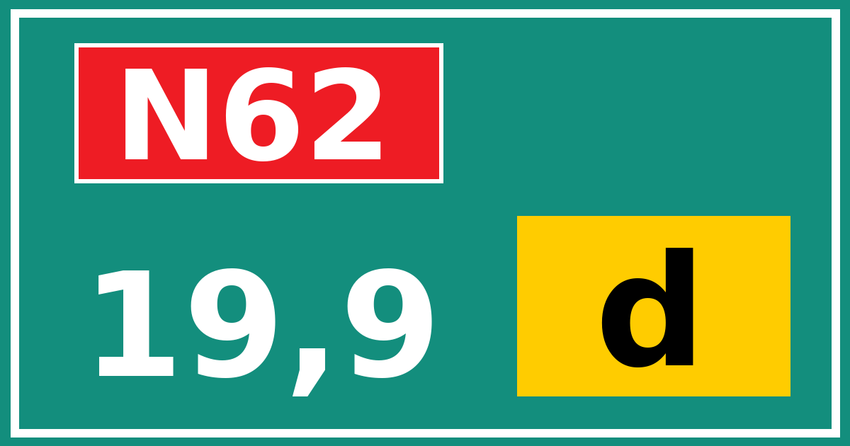 Hectometerbord N62 19,9 letter d