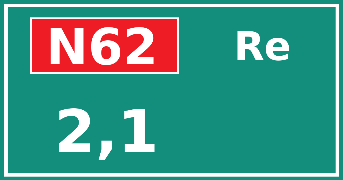 Hectometerbord N62 2,1 zijde Re