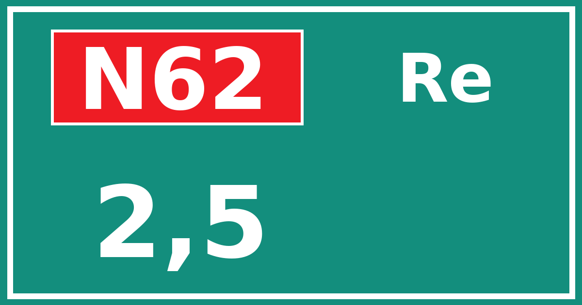Hectometerbord N62 2,5 zijde Re