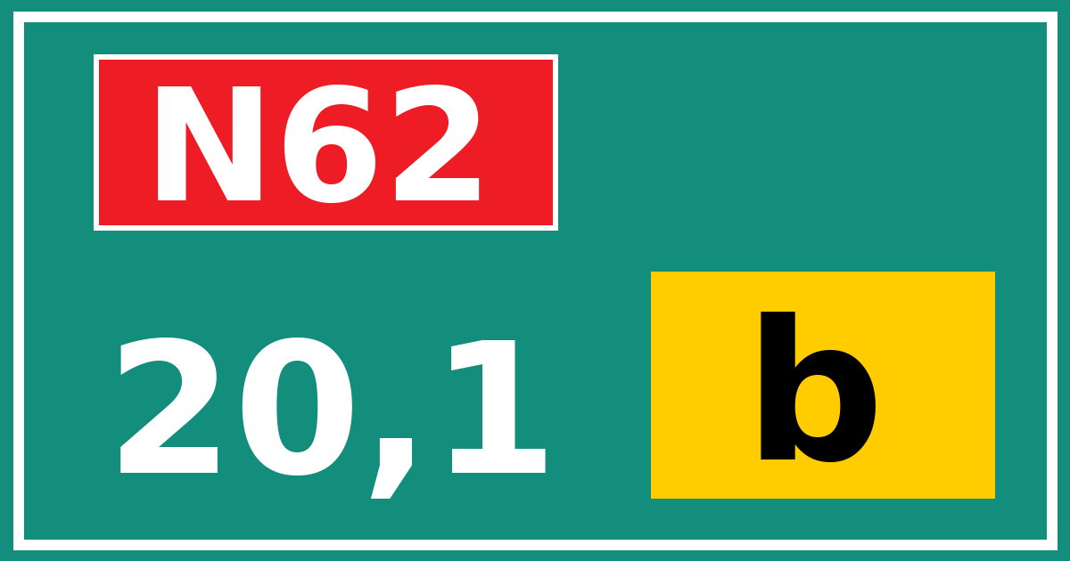 Hectometerbord N62 20,1 letter b