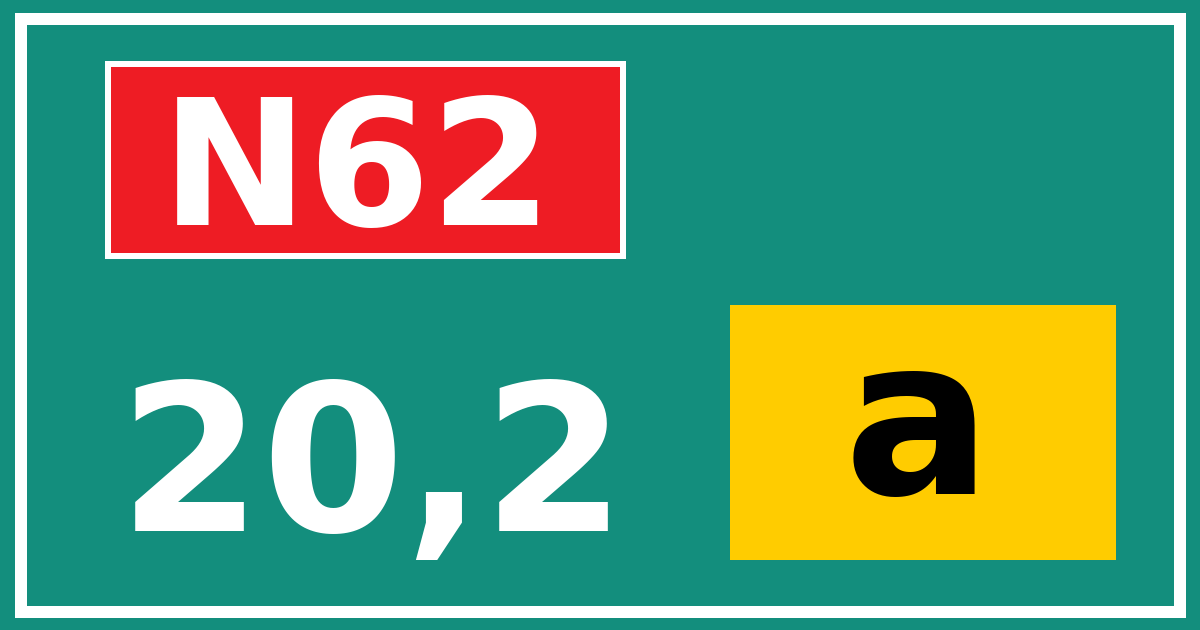 Hectometerbord N62 20,2 letter a