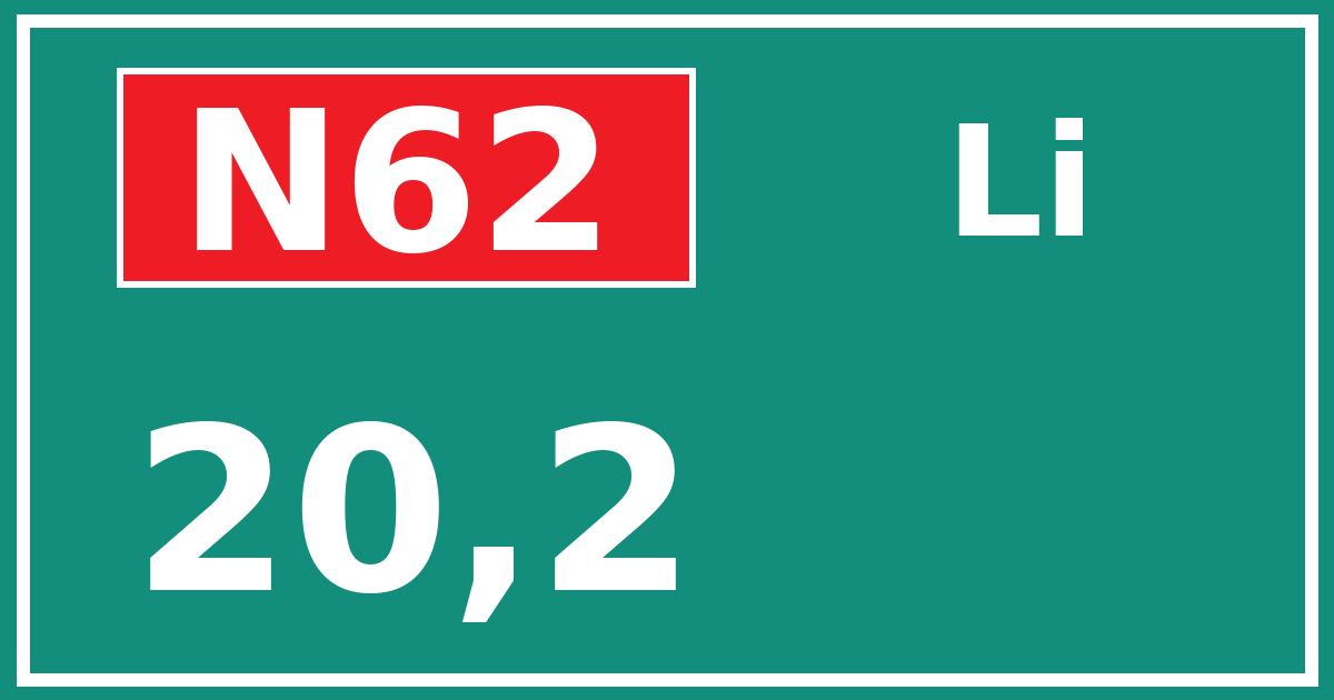 Hectometerbord N62 20,2 zijde Li