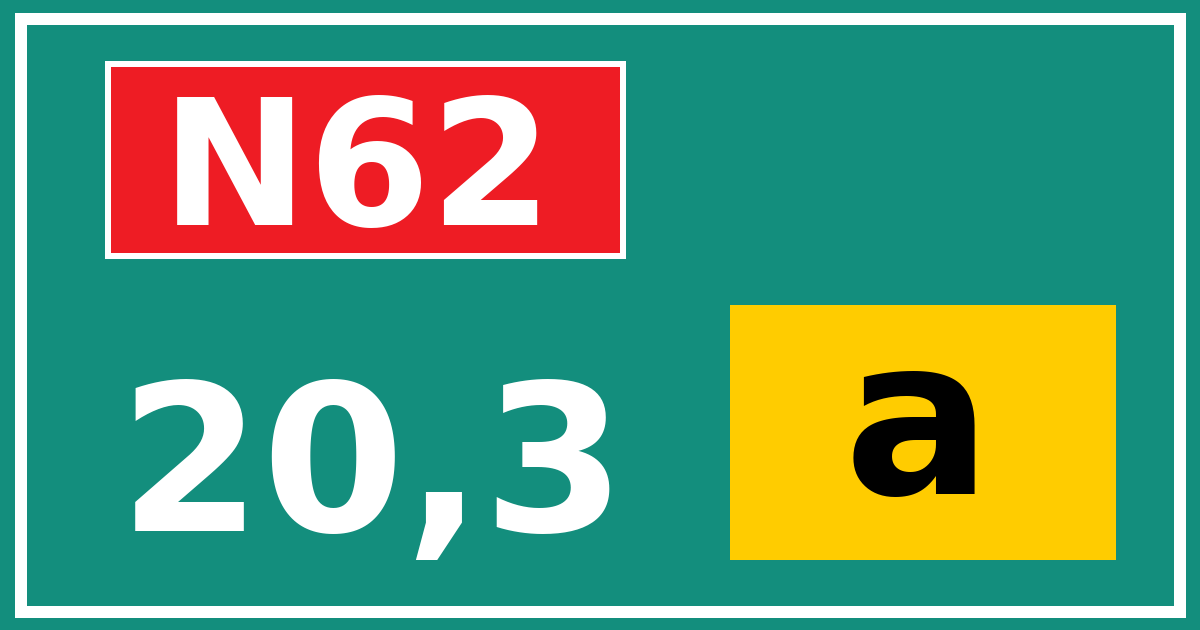 Hectometerbord N62 20,3 letter a
