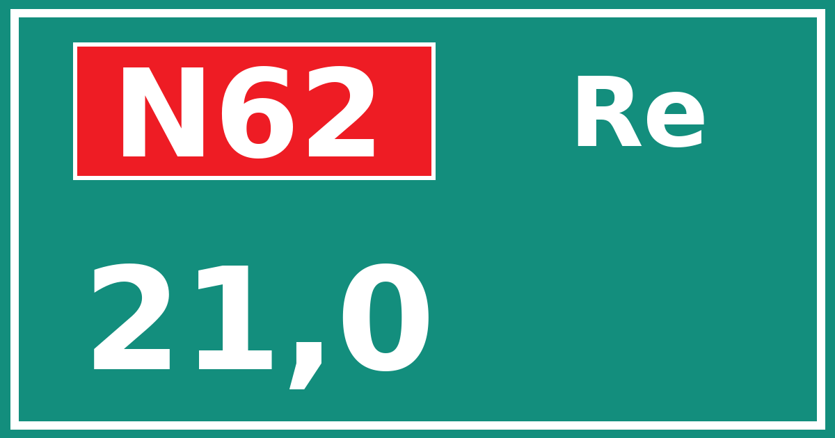 Hectometerbord N62 21,0 zijde Re