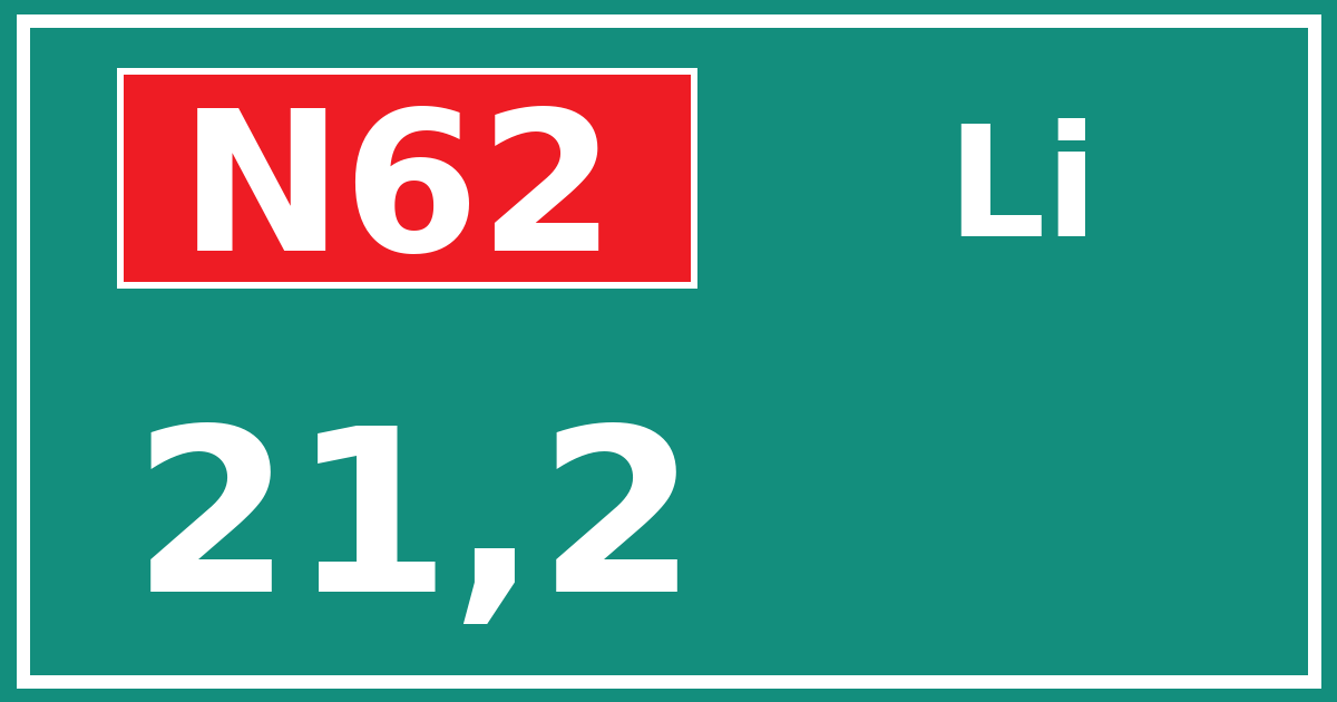 Hectometerbord N62 21,2 zijde Li