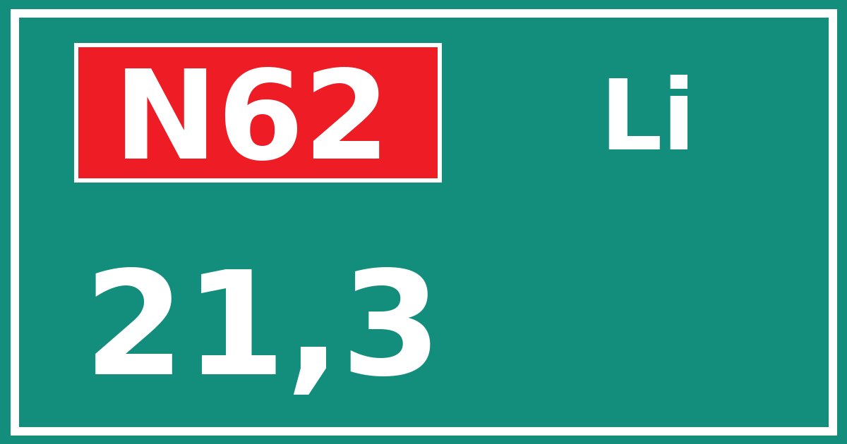 Hectometerbord N62 21,3 zijde Li