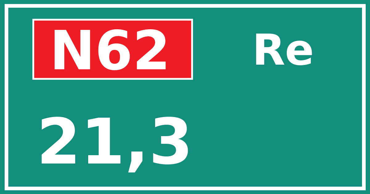 Hectometerbord N62 21,3 zijde Re