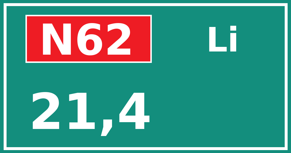 Hectometerbord N62 21,4 zijde Li
