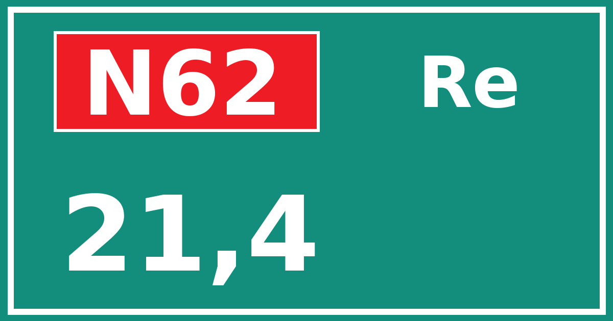 Hectometerbord N62 21,4 zijde Re
