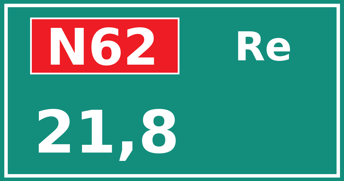 Hectometerbord N62 21,8 zijde Re
