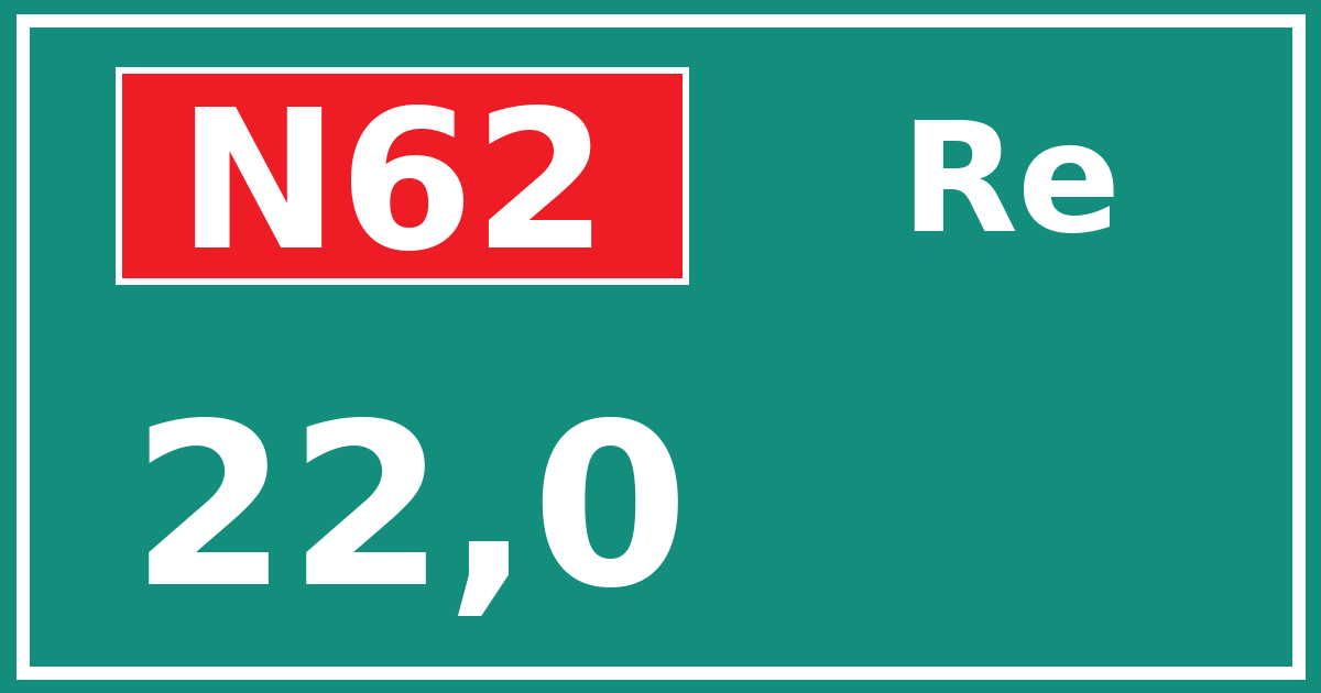 Hectometerbord N62 22,0 zijde Re