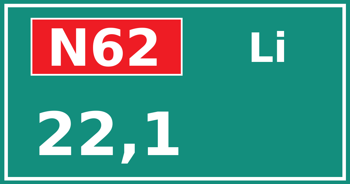 Hectometerbord N62 22,1 zijde Li