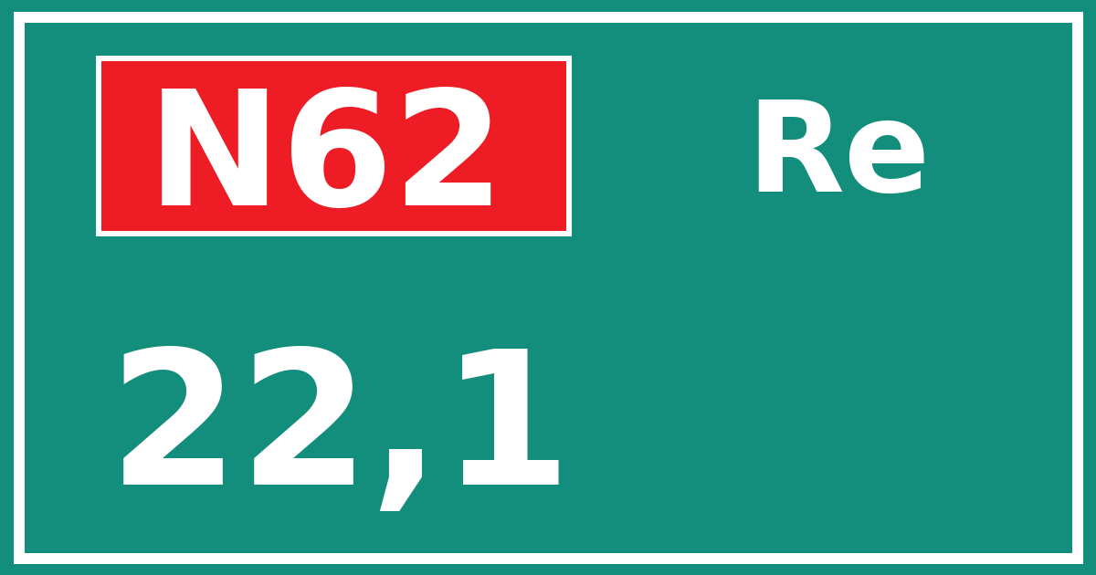 Hectometerbord N62 22,1 zijde Re