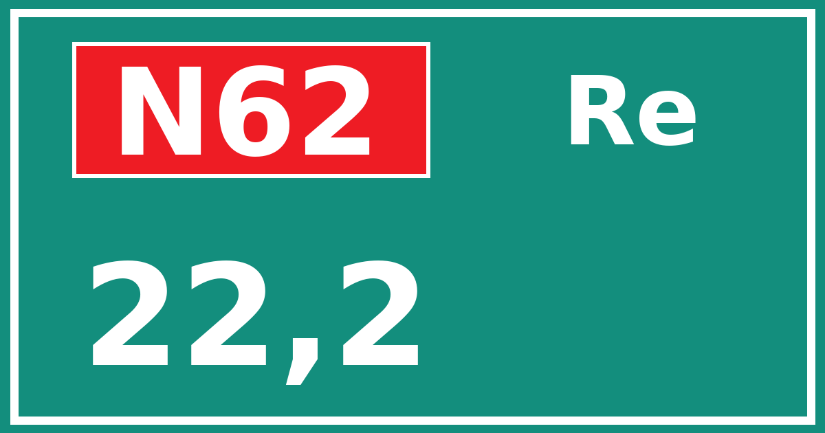 Hectometerbord N62 22,2 zijde Re