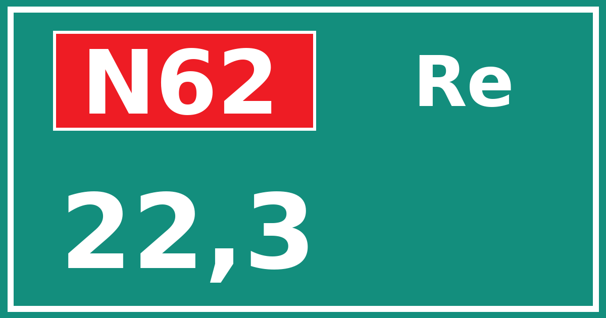 Hectometerbord N62 22,3 zijde Re