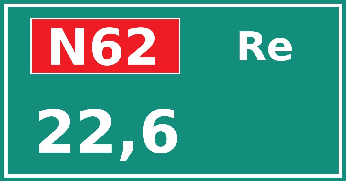 Hectometerbord N62 22,6 zijde Re