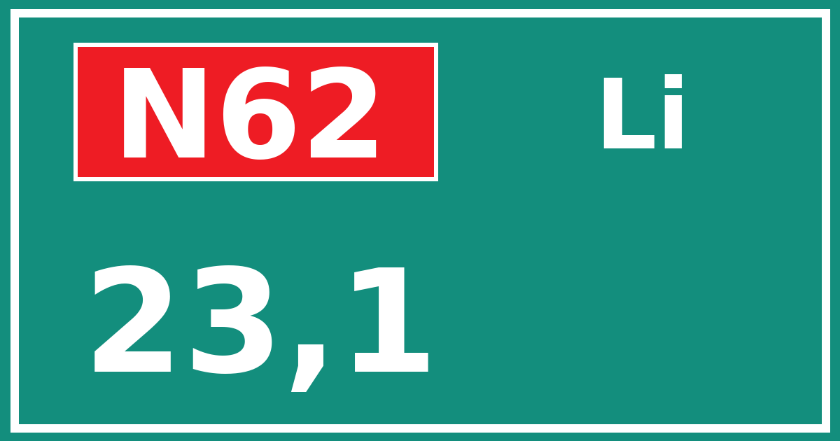 Hectometerbord N62 23,1 zijde Li