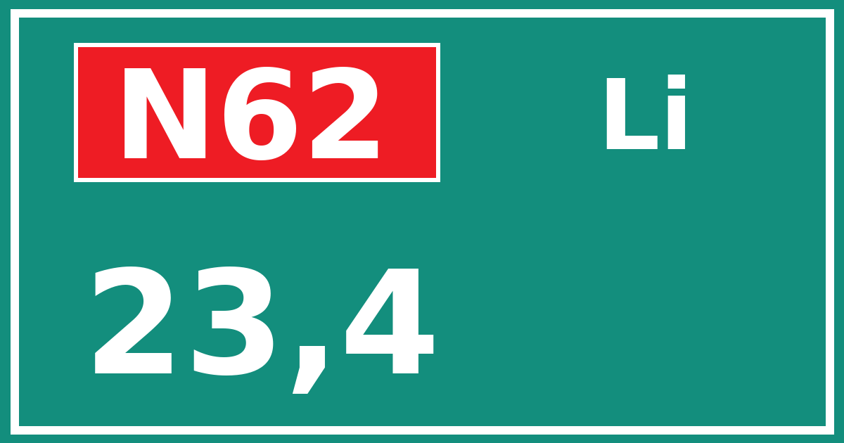 Hectometerbord N62 23,4 zijde Li