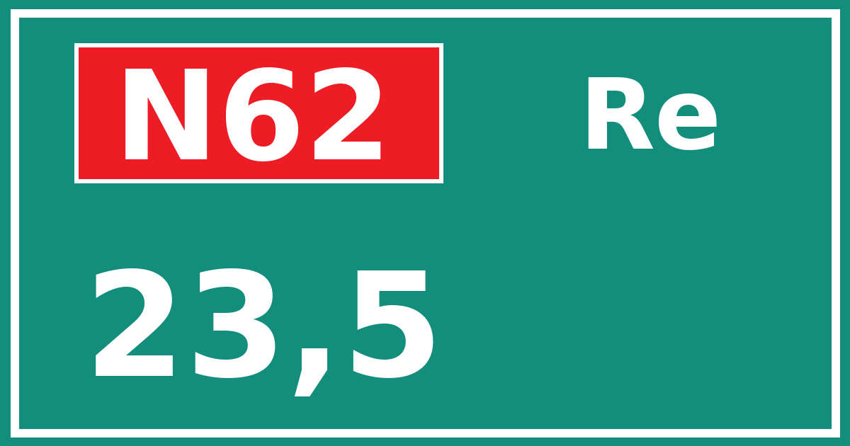 Hectometerbord N62 23,5 zijde Re