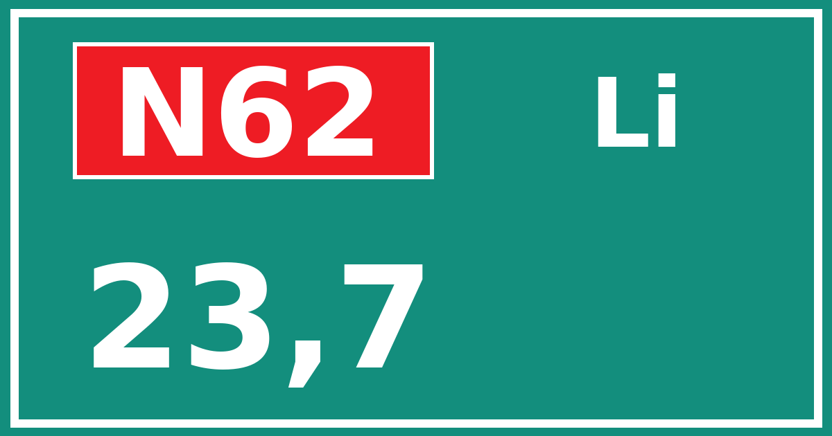 Hectometerbord N62 23,7 zijde Li