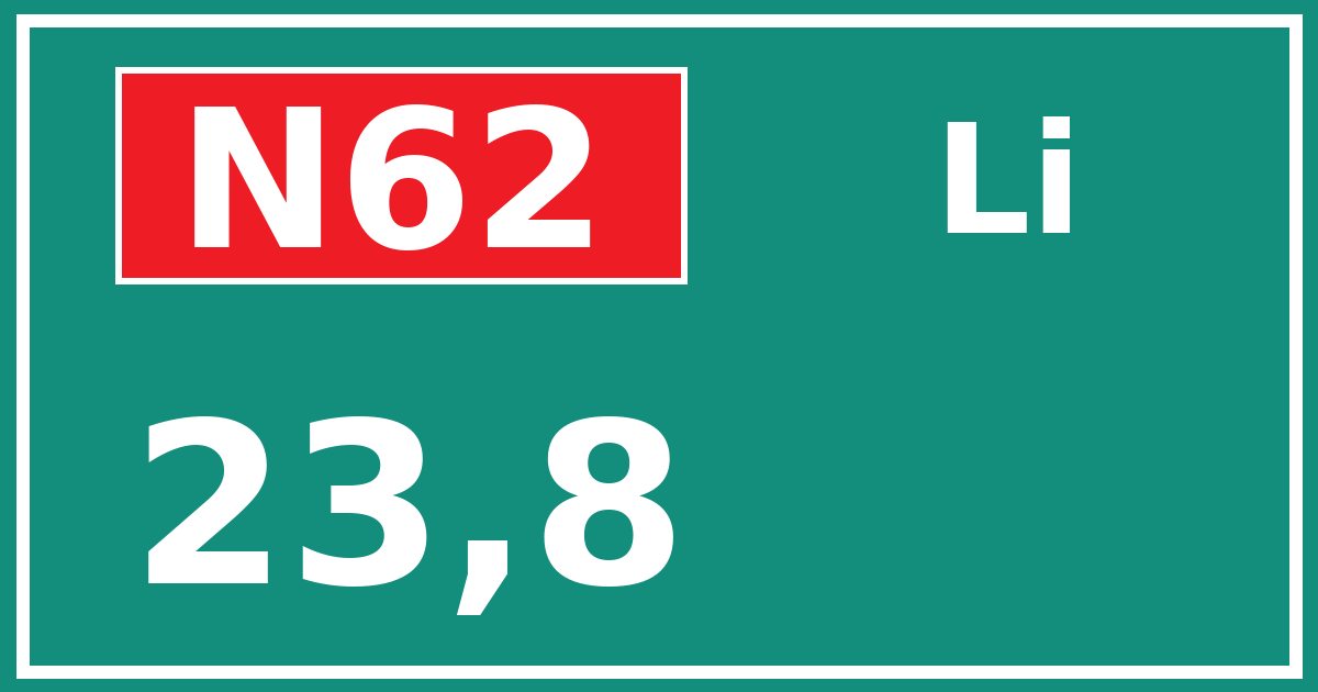 Hectometerbord N62 23,8 zijde Li