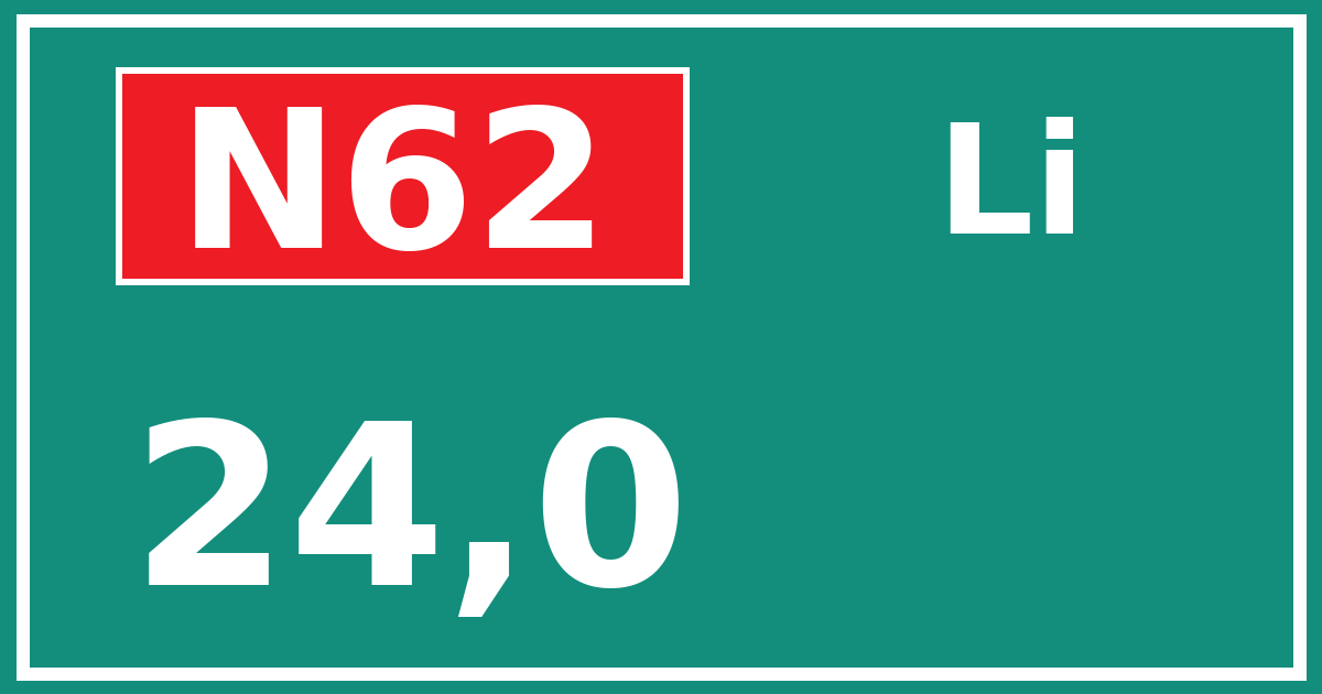 Hectometerbord N62 24,0 zijde Li