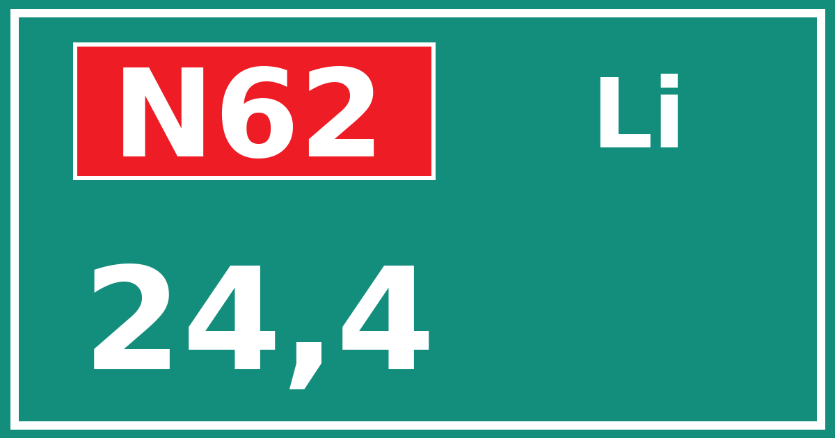 Hectometerbord N62 24,4 zijde Li
