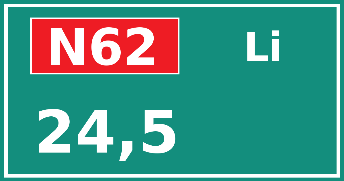 Hectometerbord N62 24,5 zijde Li