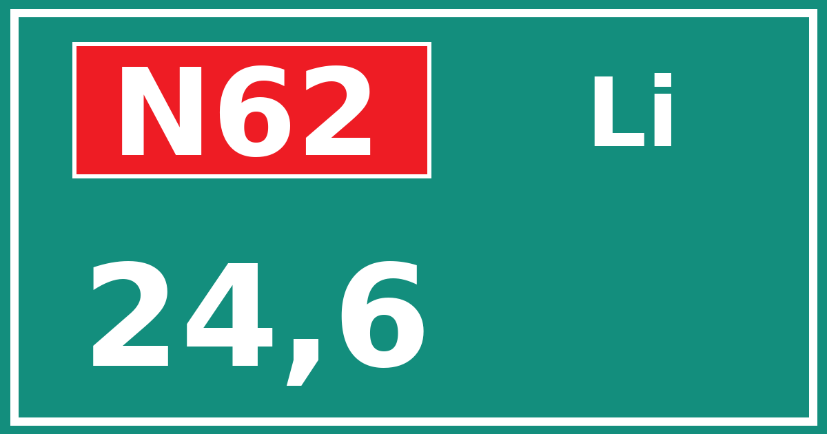 Hectometerbord N62 24,6 zijde Li