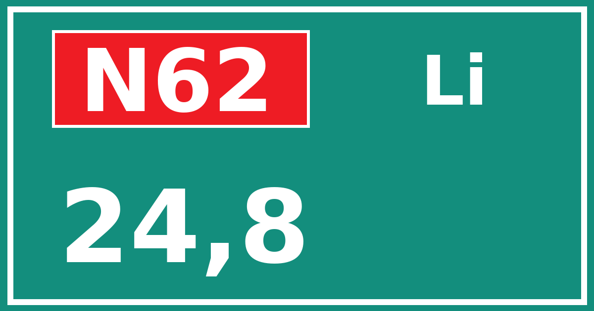 Hectometerbord N62 24,8 zijde Li