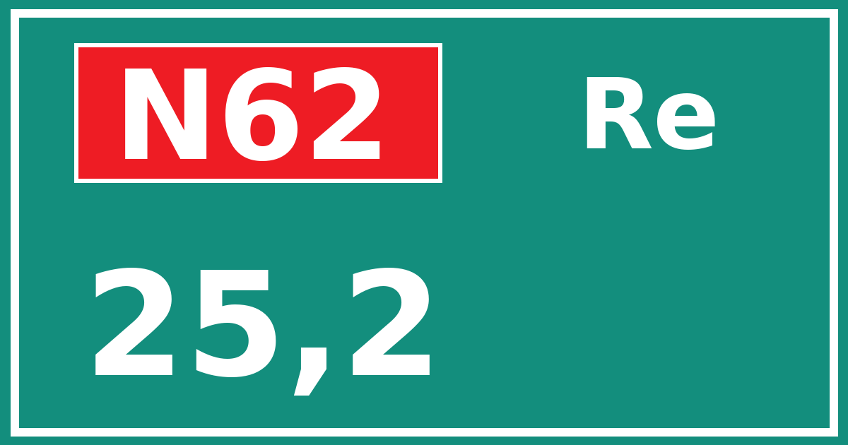 Hectometerbord N62 25,2 zijde Re