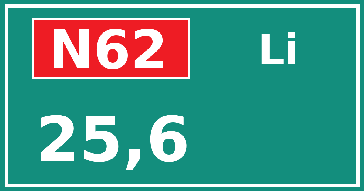 Hectometerbord N62 25,6 zijde Li