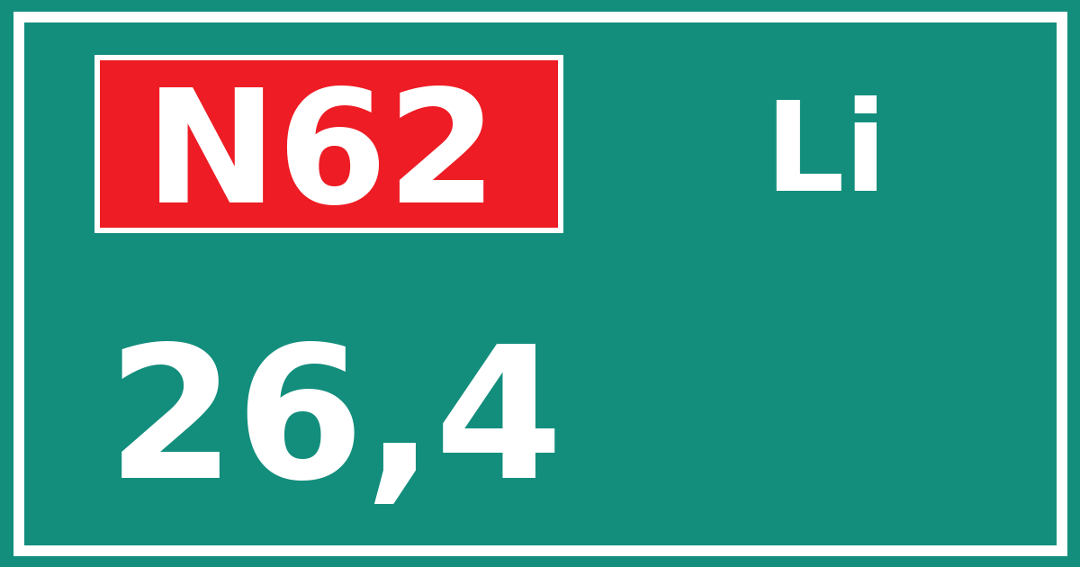 Hectometerbord N62 26,4 zijde Li