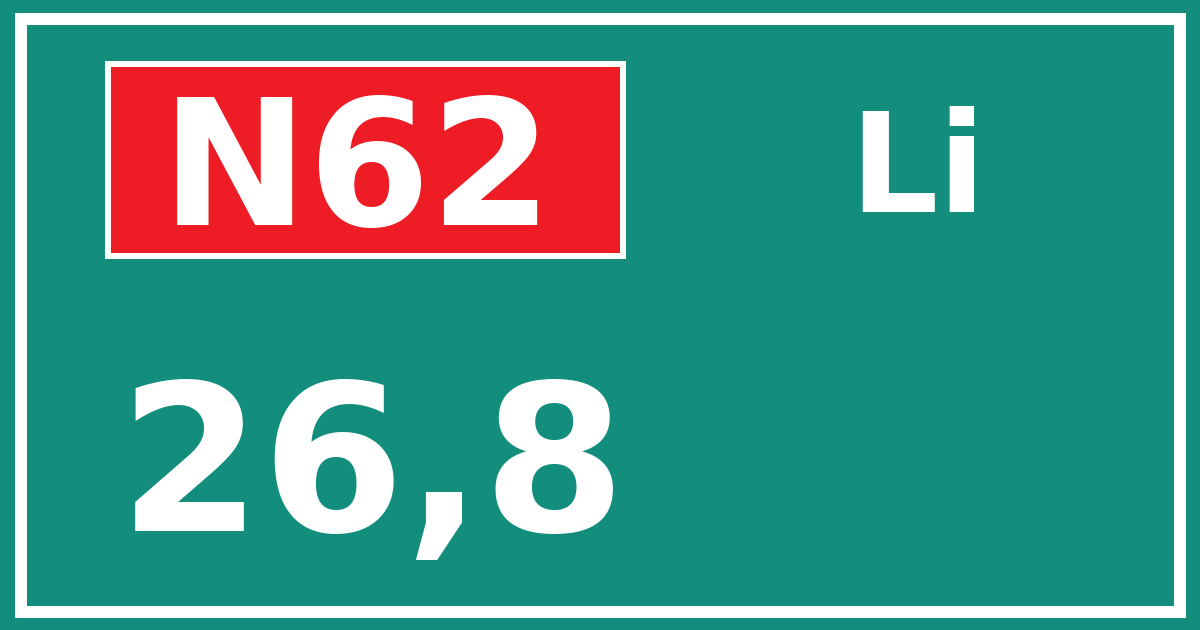 Hectometerbord N62 26,8 zijde Li