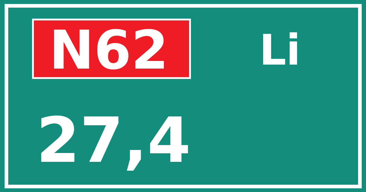 Hectometerbord N62 27,4 zijde Li